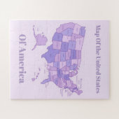Minimalist United States Map Pink Purple Art ジグソーパズル (横)