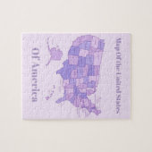 Minimalist United States Map Pink Purple Art ジグソーパズル (横)