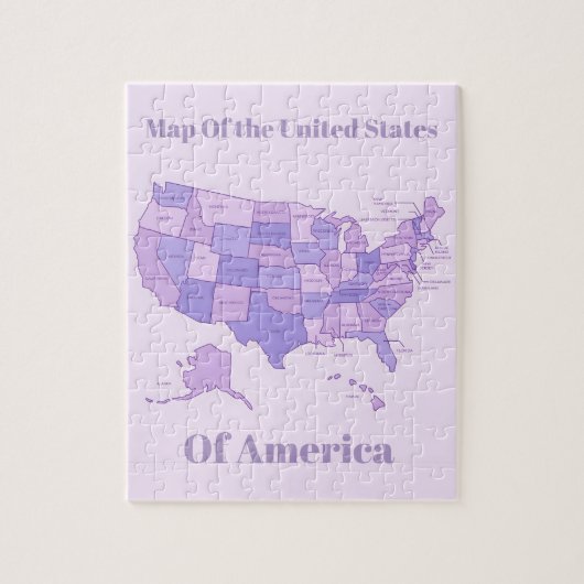 Minimalist United States Map Pink Purple Art ジグソーパズル (縦)