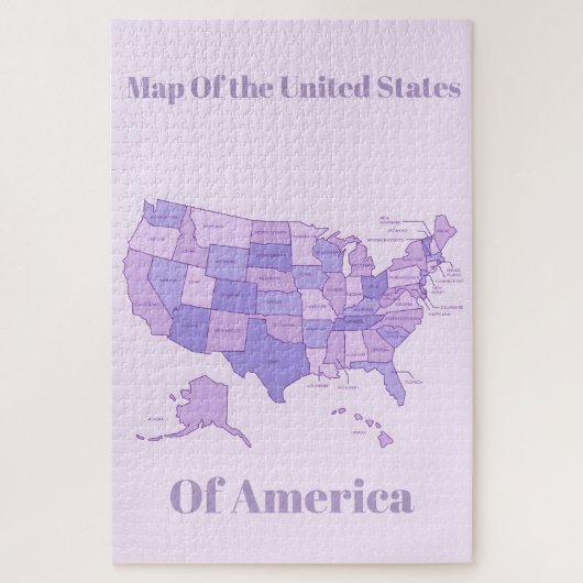 Minimalist United States Map Pink Purple Art ジグソーパズル (縦)
