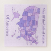 Minimalist United States Map Pink Purple Art ジグソーパズル (横)