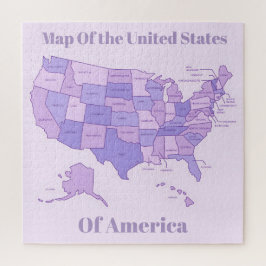 Minimalist United States Map Pink Purple Art ジグソーパズル