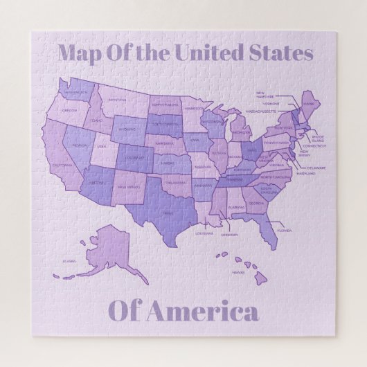 Minimalist United States Map Pink Purple Art ジグソーパズル (縦)