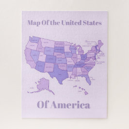 Minimalist United States Map Pink Purple Art ジグソーパズル