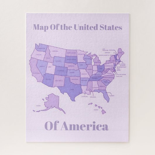 Minimalist United States Map Pink Purple Art ジグソーパズル (縦)
