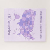 Minimalist United States Map Pink Purple Art ジグソーパズル (横)
