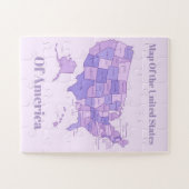 Minimalist United States Map Pink Purple Art ジグソーパズル (横)