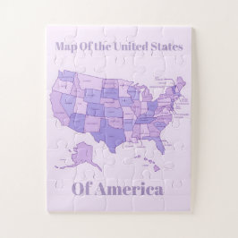 Minimalist United States Map Pink Purple Art ジグソーパズル