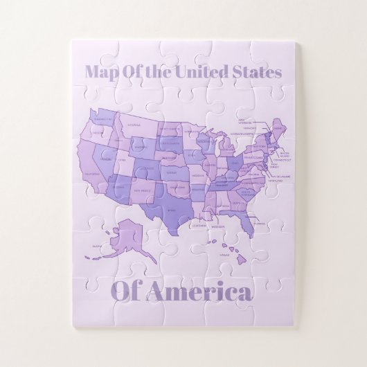 Minimalist United States Map Pink Purple Art ジグソーパズル (縦)