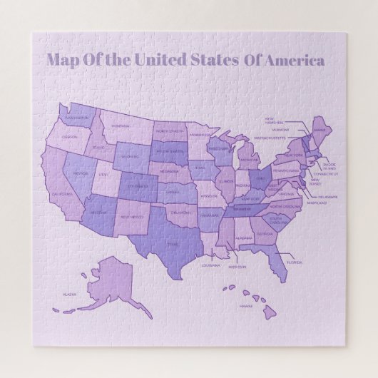 Minimalist United States Map Pink Purple Art ジグソーパズル (縦)