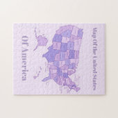 Minimalist United States Map Pink Purple Art ジグソーパズル (横)