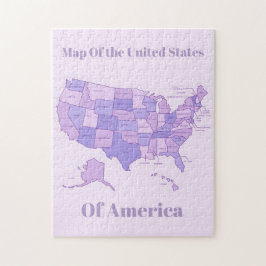 Minimalist United States Map Pink Purple Art ジグソーパズル