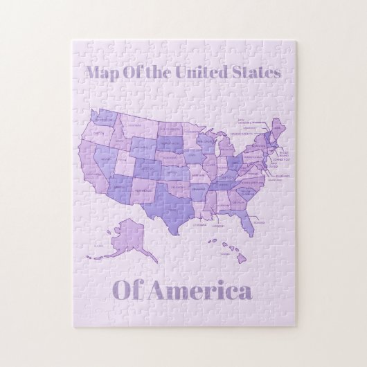 Minimalist United States Map Pink Purple Art ジグソーパズル (縦)