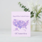 Minimalist United States Map Pink Purple Art ポストカード (スタンド正面)