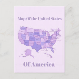 Minimalist United States Map Pink Purple Art ポストカード