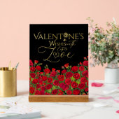 Minimalist  Valentine’s Gold Calligraphy Roses アクリルサイン (ウェディング)