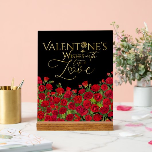 Minimalist Valentine’s Gold Calligraphy Roses アクリルサイン (ウェディング)