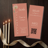 Minimalist Vertical Floral Muted Terracotta 60th  招待状