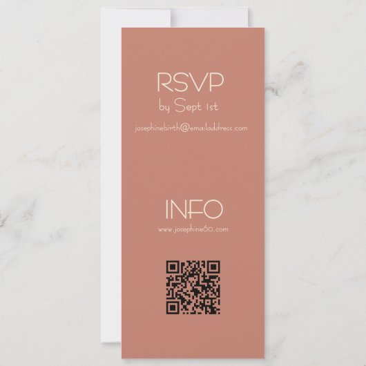 Minimalist Vertical Floral Muted Terracotta 60th 招待状 (裏面)