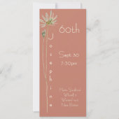 Minimalist Vertical Floral Muted Terracotta 60th  招待状 (正面)