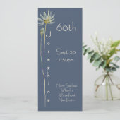 Minimalist Vertical Floral Slate 60th Birthday  招待状 (スタンド正面)