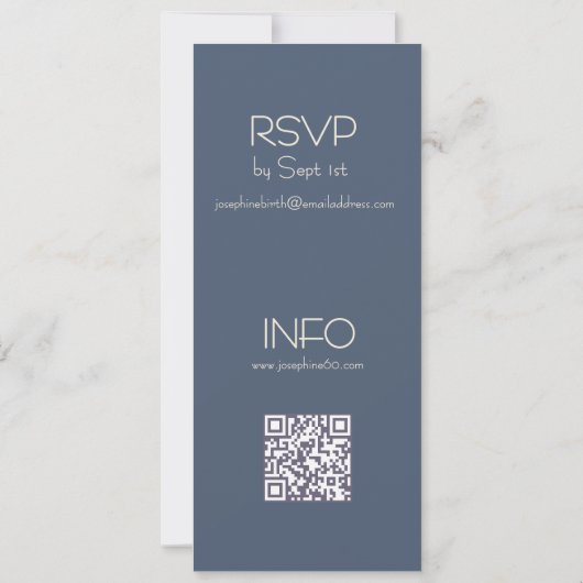 Minimalist Vertical Floral Slate 70th Birthday  招待状 (裏面)