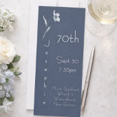 Minimalist Vertical Floral Slate 70th Birthday  招待状