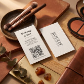 Minimalist Vertical QR Code | Earth Tone | 美容 名刺