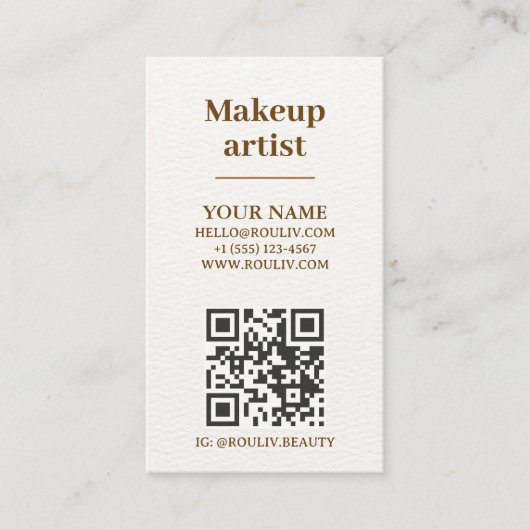 Minimalist Vertical QR Code | Earth Tone | Beauty 名刺 (正面)