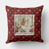 Minimalist Victorian Angel Red Gold Holiday Xmas クッション (裏面)