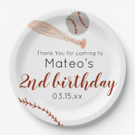 Minimalist Vintage Baseball Birthday Party ペーパープレート