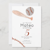 Minimalist Vintage Baseball Birthday Party 招待状 (正面)