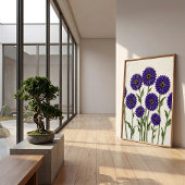 Minimalist Violet Gerbera Daisy Wall Art Canvas 印刷 ポスター