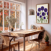 Minimalist Violet Gerbera Daisy Wall Art Canvas 印刷 ポスター