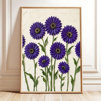 Minimalist Violet Gerbera Daisy Wall Art Canvas 印刷 ポスター