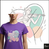 Minimalist Violin Player Elegant Sketch Pastel Tシャツ