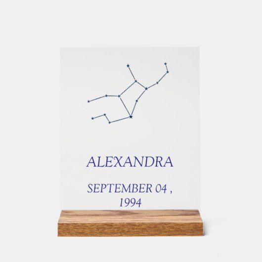 Minimalist Virgo Constellation Acrylic Sign - Pers アクリルサイン (正面)