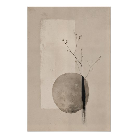 Minimalist Wabi Sabi Poster – Neutral Zen Wall Art ポスター (正面)