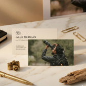 Minimalist Warm Sand Camera Logo Photographer  名刺