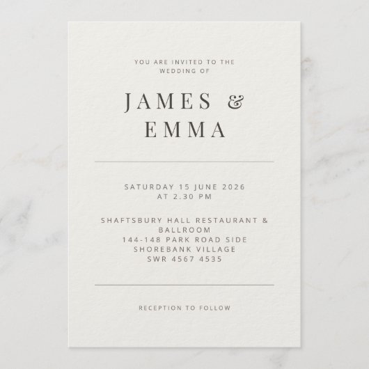 Minimalist  | Warm White 招待状 (正面)