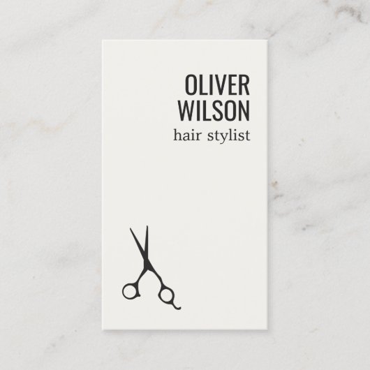 Minimalist Warm White Black Bold Hair Salon 名刺 (正面)