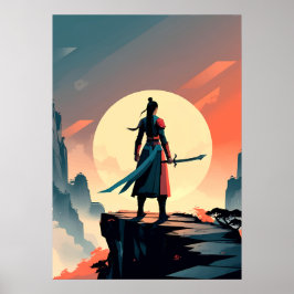 Minimalist Warrior with Sword Gaming  ポスター