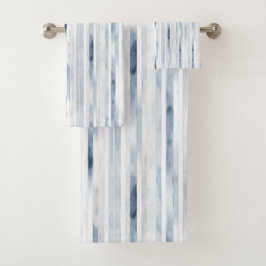Minimalist Watercolor Blue Stripe Pattern バスタオルセット