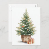 Minimalist Watercolor Christmas Tree シーズンポストカード (正面/裏面)