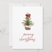 Minimalist Watercolor Christmas Tree Family Card 招待状 (正面)