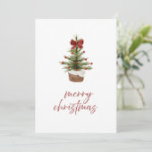 Minimalist Watercolor Christmas Tree Family Card 招待状 (スタンド正面)