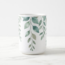 Minimalist Watercolor Eucalyptus Cascading Monogra コーヒーマグカップ
