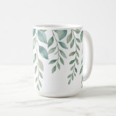 Minimalist Watercolor Eucalyptus Cascading Monogra コーヒーマグカップ (正面右)