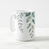 Minimalist Watercolor Eucalyptus Cascading Monogra コーヒーマグカップ (正面左)