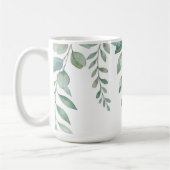 Minimalist Watercolor Eucalyptus Cascading Monogra コーヒーマグカップ (左)